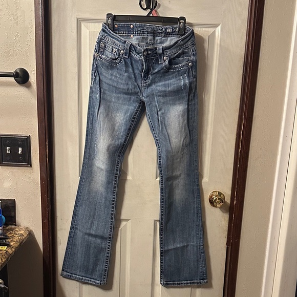 Miss Me Denim - Miss Me Boot Cut Relaxed Jeans SIZE 28 Low Rise Inseam 34 Blue Women Teen